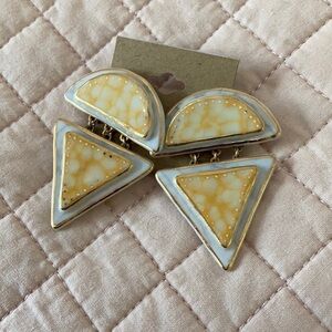 Yellow and white marble earrings